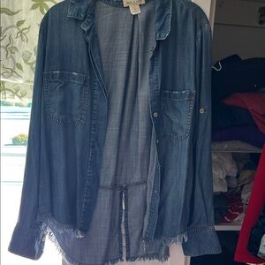 Anthropologie Frayed Hem Jean shirt in Blue
